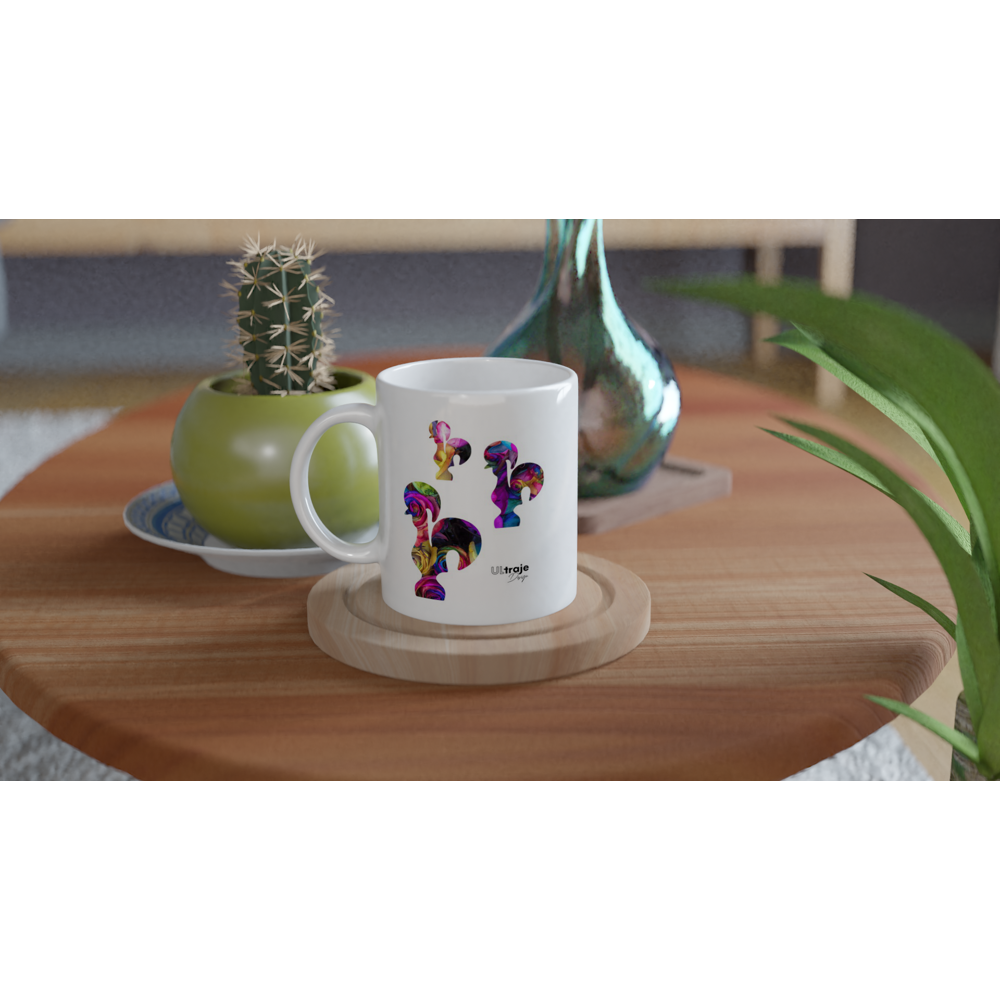 CANECA OS 3 GALOS DE BARCELOS EM FLOR - ROSAS TINGIDAS