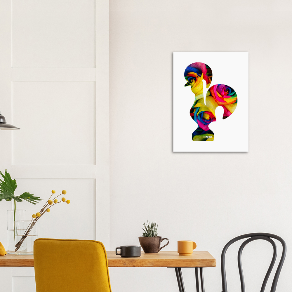 BARCELOS ROOSTER POSTER IN BLOOM - DYED ROSES 