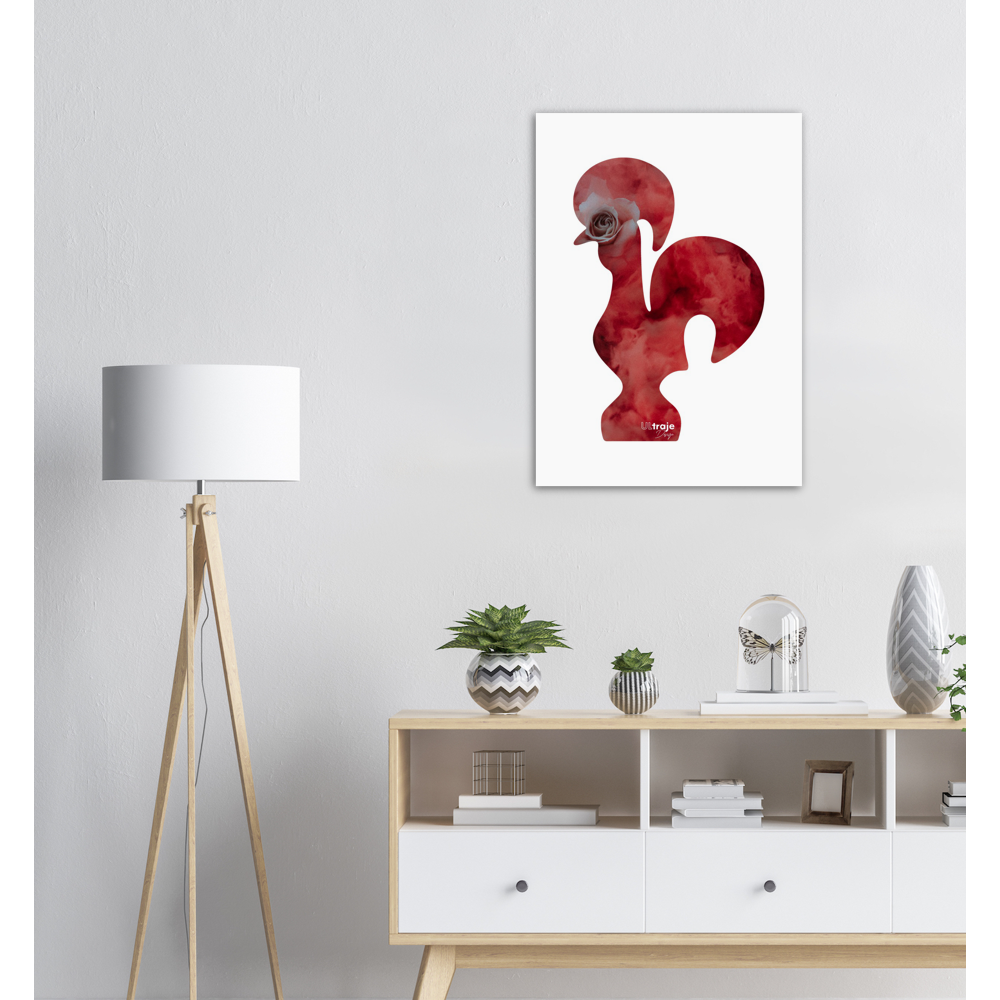 POSTER ROOSTER OF BARCELOS IN FLOWER - ROSES 