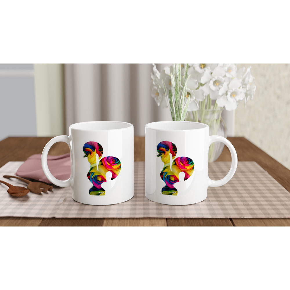 MUG ROOSTER OF BARCELOS IN BLOOM - DYED ROSES