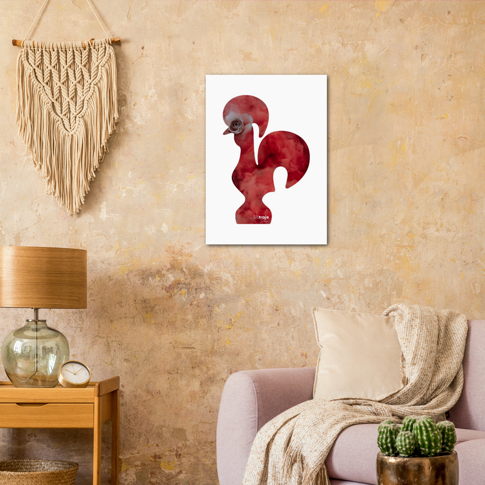 POSTER ROOSTER OF BARCELOS IN FLOWER - ROSES 