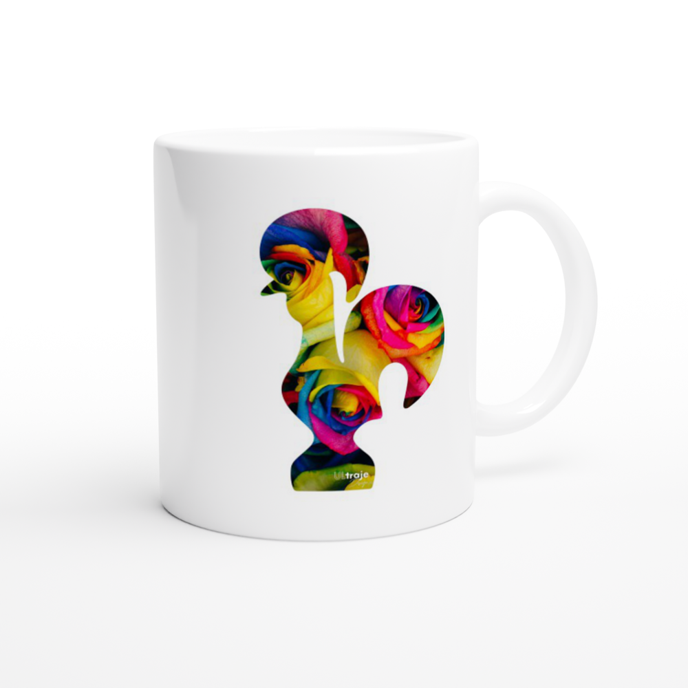 MUG ROOSTER OF BARCELOS IN BLOOM - DYED ROSES