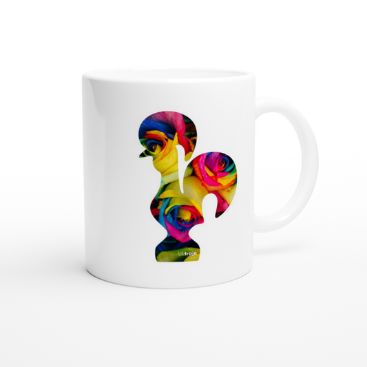 CANECA GALO DE BARCELOS EM FLOR - ROSAS TINGIDAS