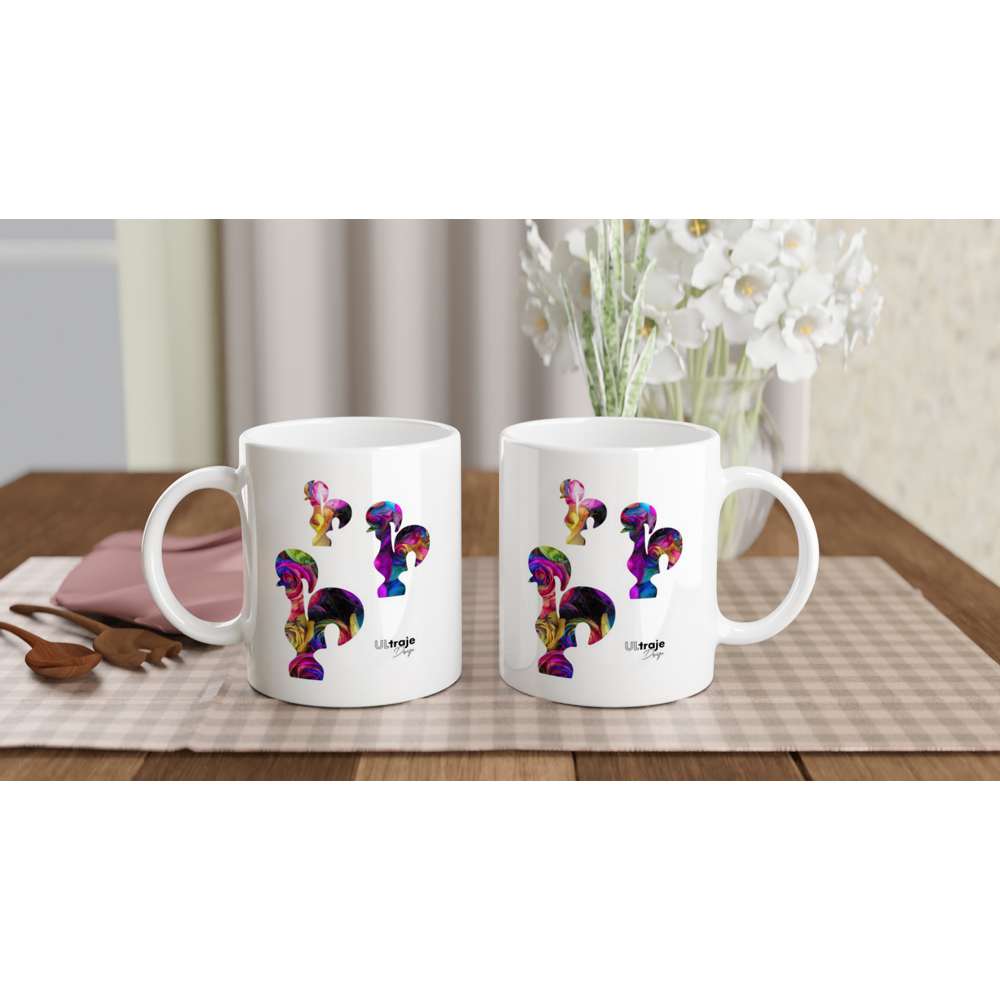 CANECA OS 3 GALOS DE BARCELOS EM FLOR - ROSAS TINGIDAS