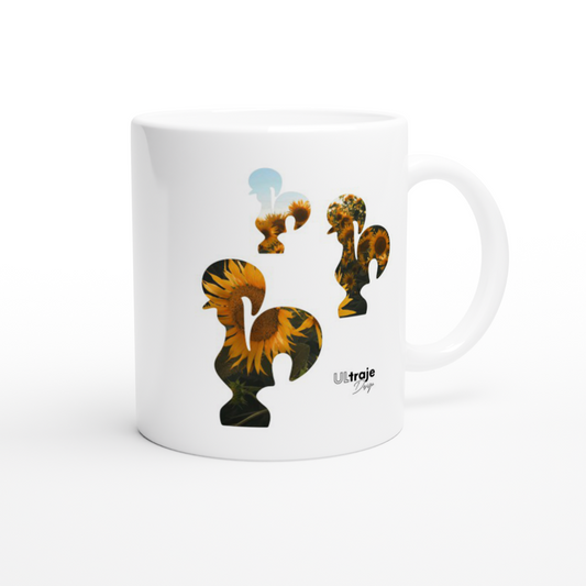 CANECA OS 3 GALOS DE BARCELOS EM FLOR - GIRASSÓIS