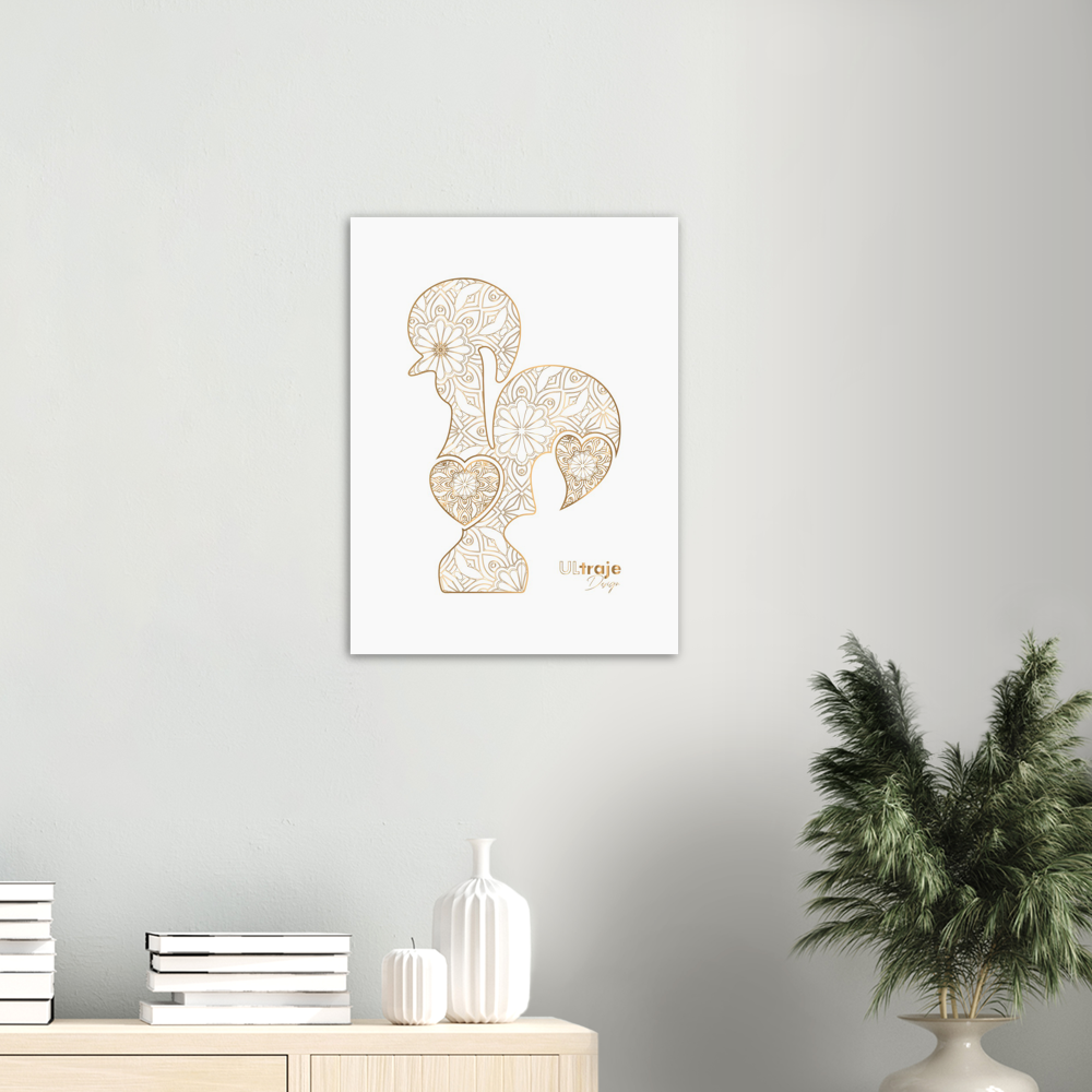 BARCELOS ROOSTER POSTER IN FILIGREE - GOLD 