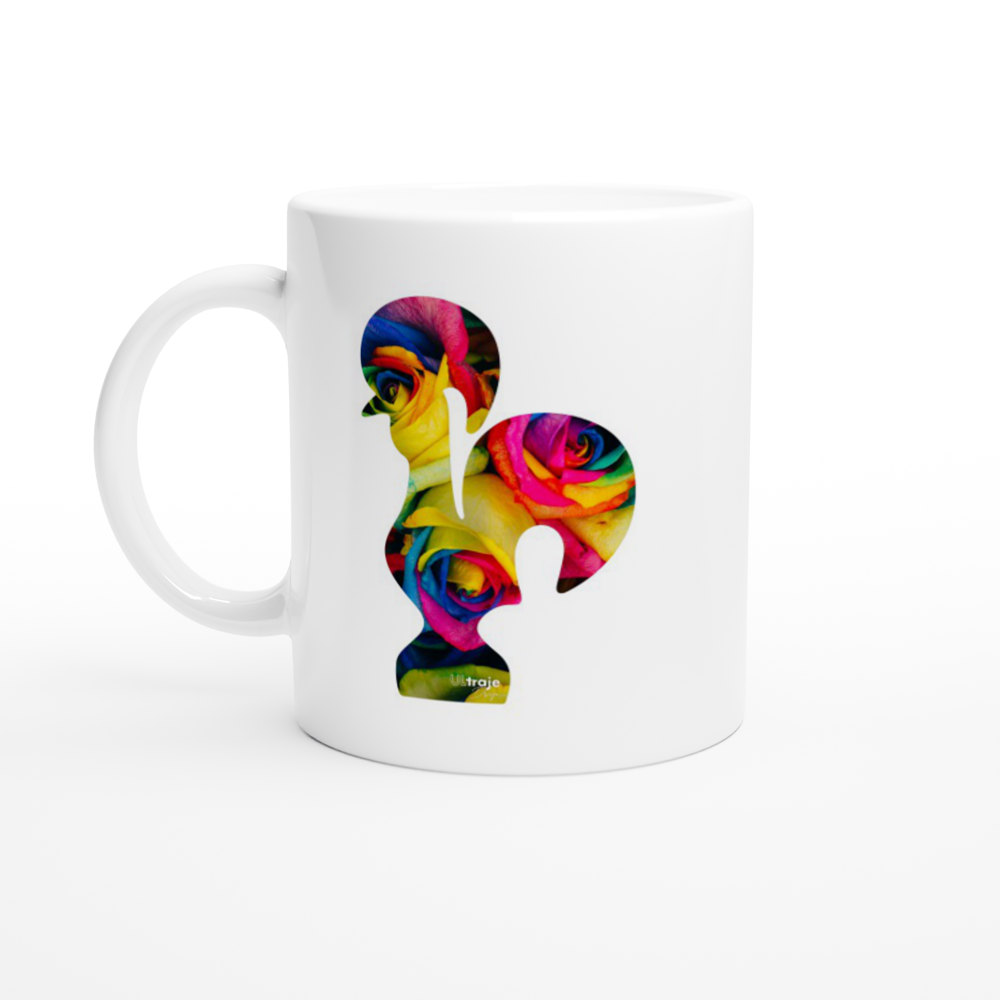 MUG ROOSTER OF BARCELOS IN BLOOM - DYED ROSES