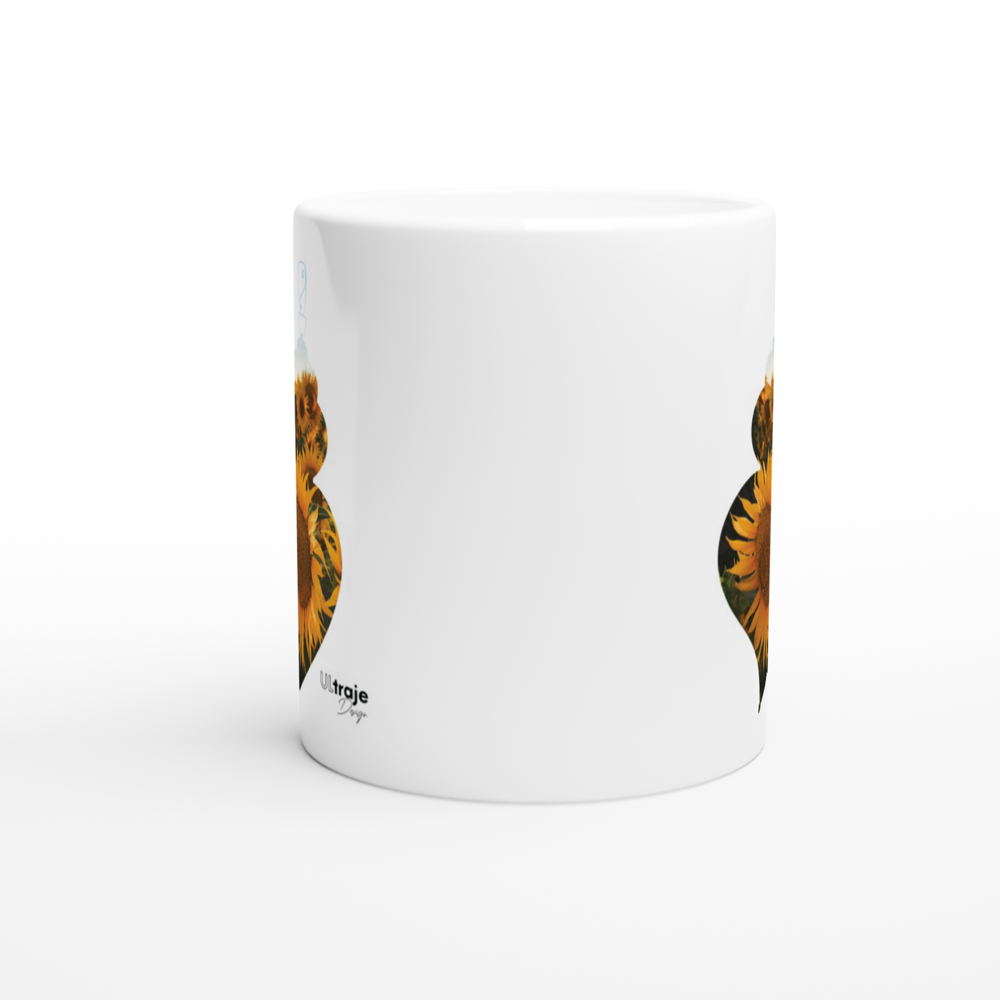 CANECA CORAÇÃO DE VIANA EM FLOR - GIRASSÓIS