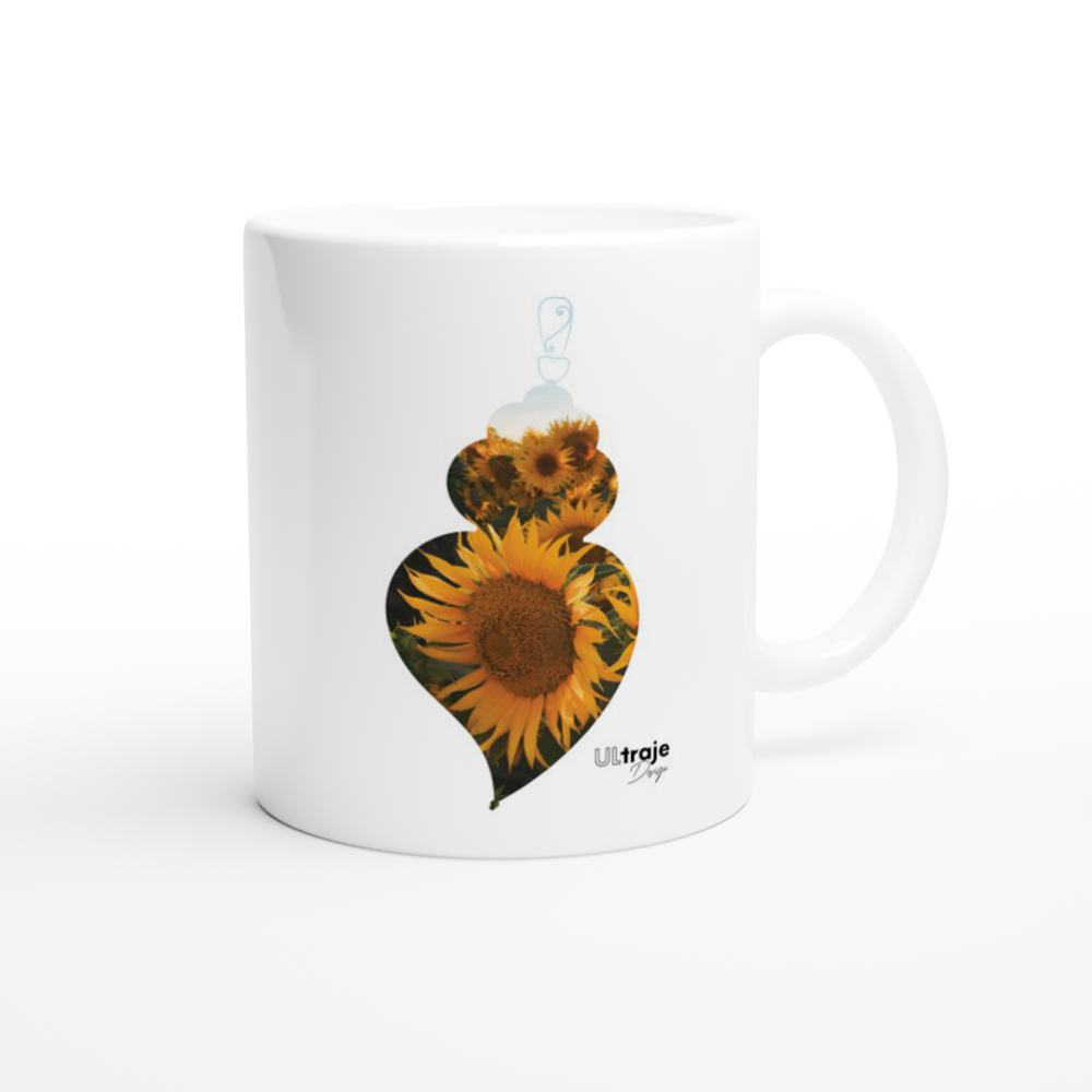 CANECA CORAÇÃO DE VIANA EM FLOR - GIRASSÓIS