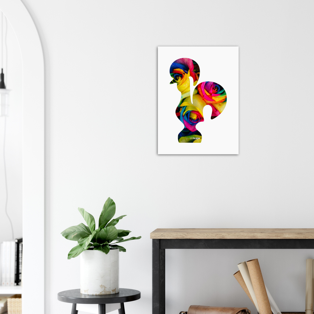 POSTER GALO DE BARCELOS EM FLOR - ROSAS TINGIDAS