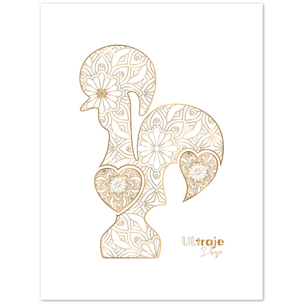 BARCELOS ROOSTER POSTER IN FILIGREE - GOLD 