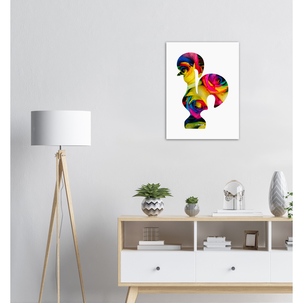 BARCELOS ROOSTER POSTER IN BLOOM - DYED ROSES 