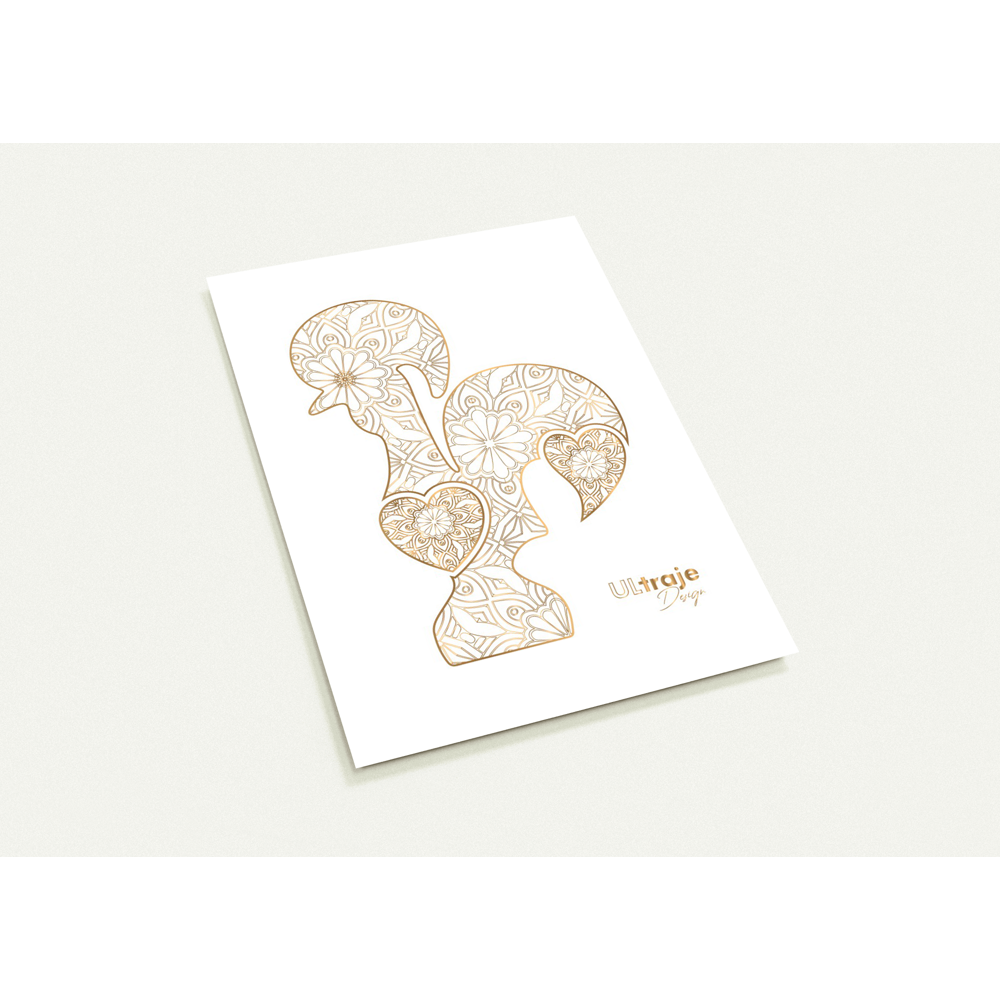 POSTCARDS GALO DE BARCELOS IN FILIGREE - GOLD