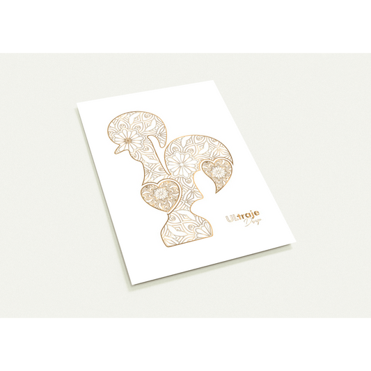 POSTCARDS GALO DE BARCELOS IN FILIGREE - GOLD