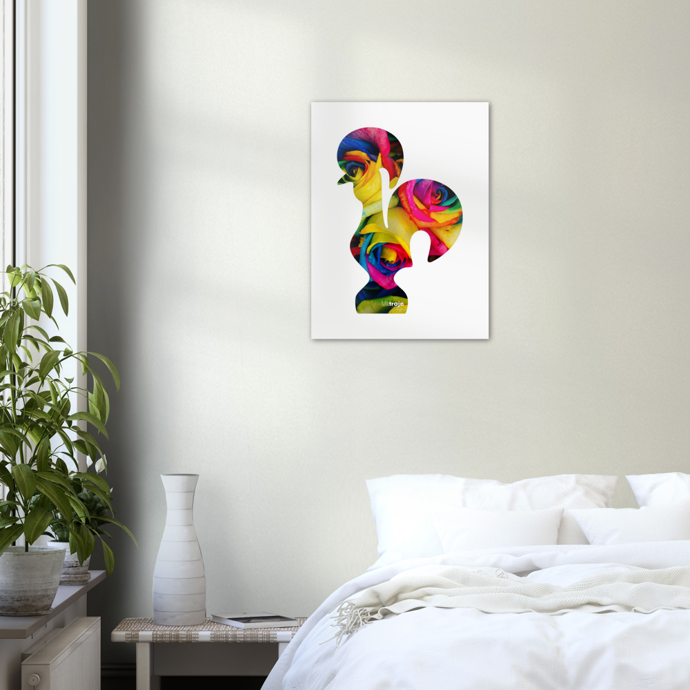 BARCELOS ROOSTER POSTER IN BLOOM - DYED ROSES 