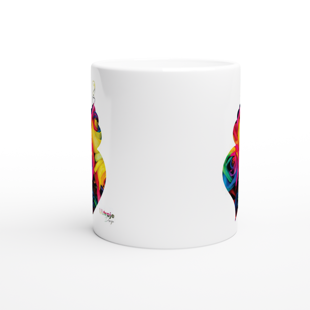 CANECA CORAÇÃO DE VIANA EM FLOR - ROSAS TINGIDAS