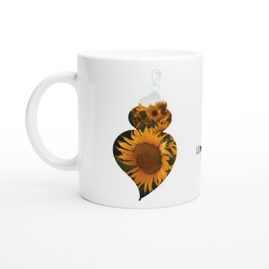 CANECA OS 2 CORAÇÕES DE VIANA EM FLOR - GIRASSÓIS