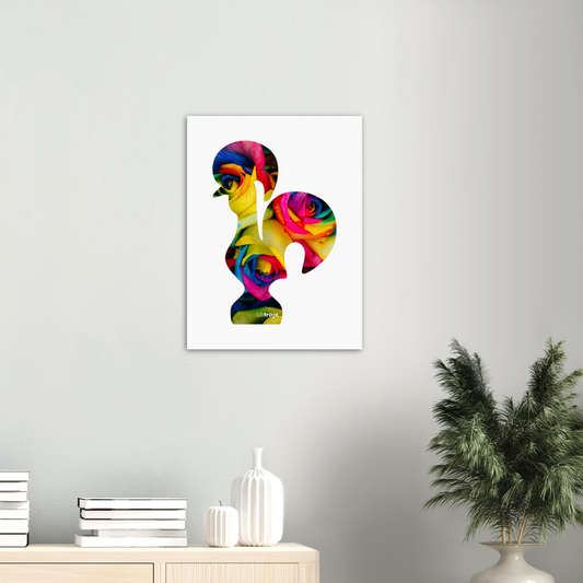 BARCELOS ROOSTER POSTER IN BLOOM - DYED ROSES 