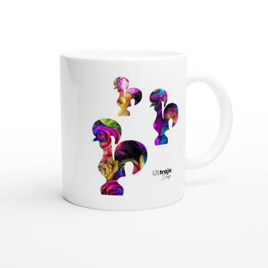 CANECA OS 3 GALOS DE BARCELOS EM FLOR - ROSAS TINGIDAS