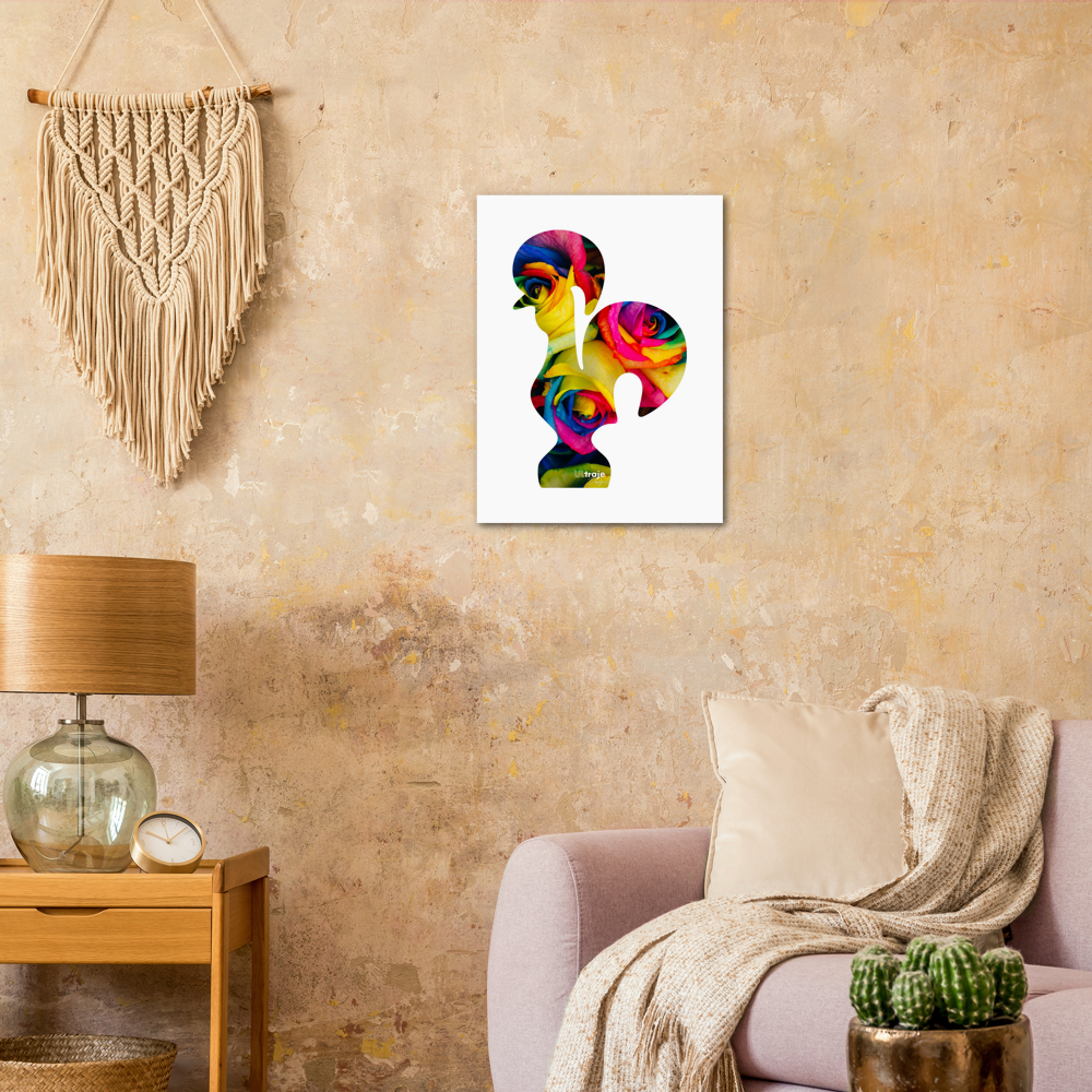 BARCELOS ROOSTER POSTER IN BLOOM - DYED ROSES 