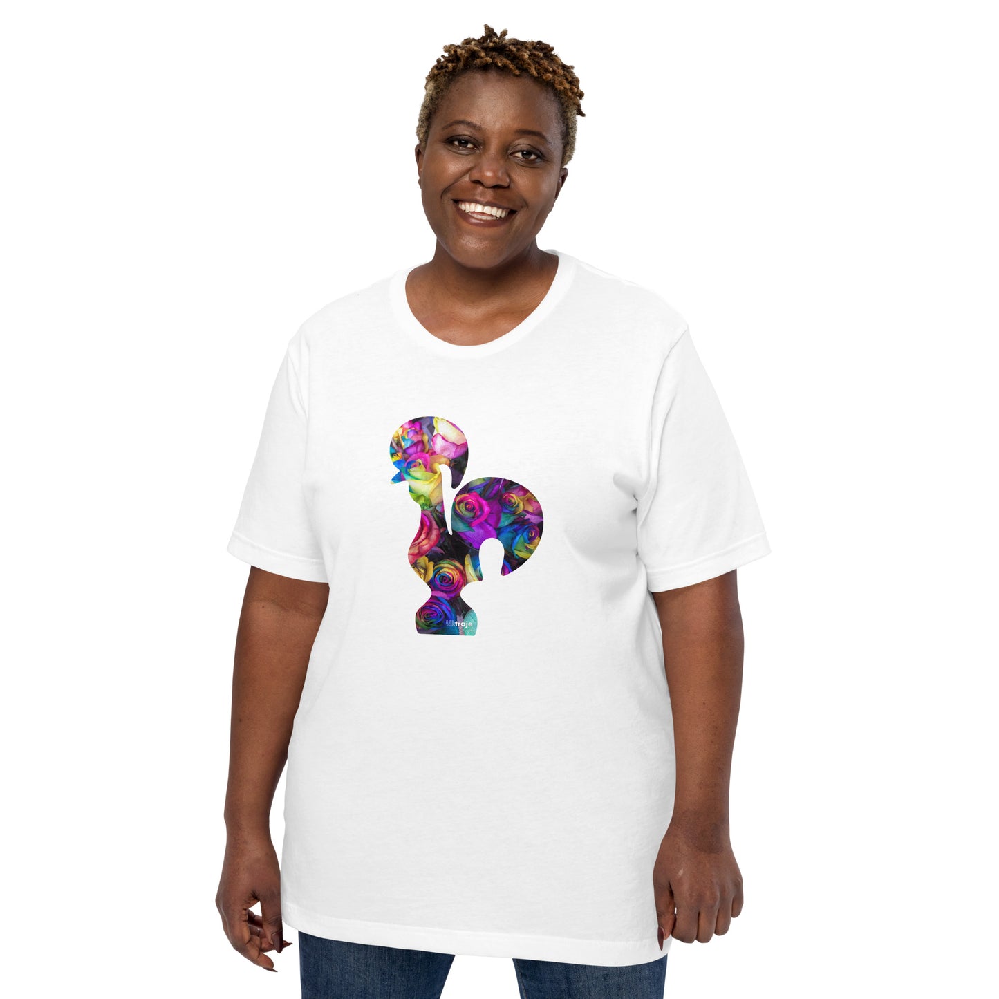 T-SHIRT UNISEXO GALO DE BARCELOS - ROSAS TINGIDAS