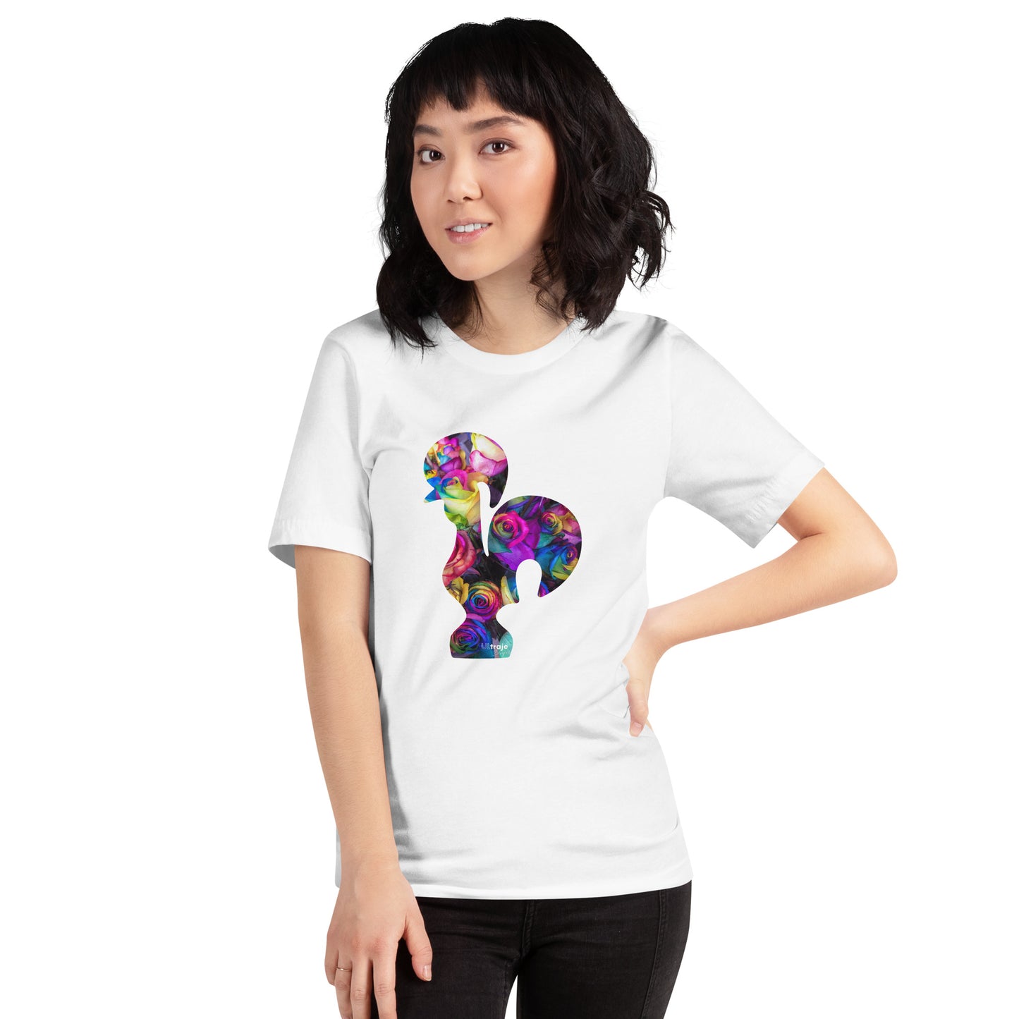 T-SHIRT UNISEXO GALO DE BARCELOS - ROSAS TINGIDAS