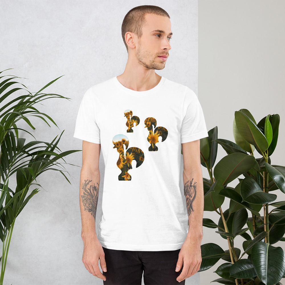 T-SHIRT UNISEXO GALO DE BARCELOS - 3 GALITOS SUNFLOWERS