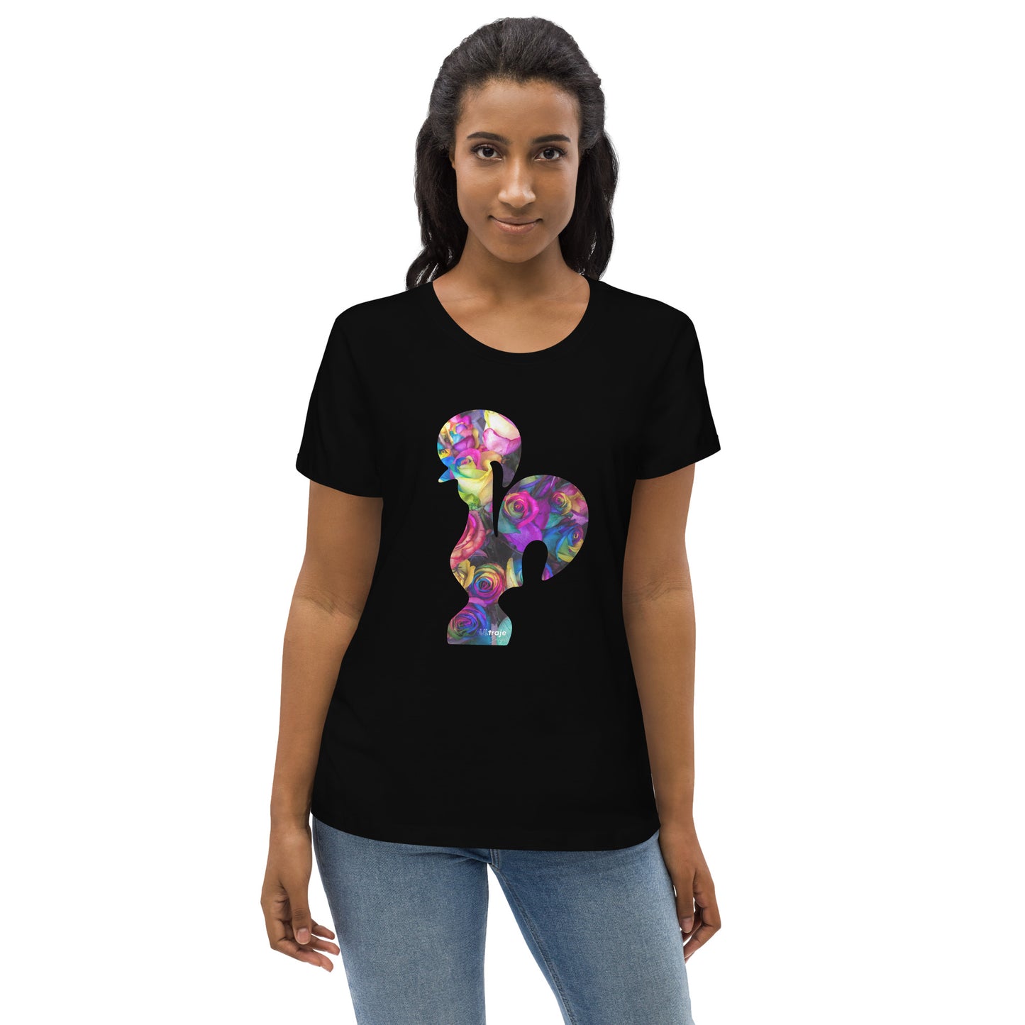 T-SHIRT FEMININA GALO DE BARCELOS - ROSAS TINGIDAS