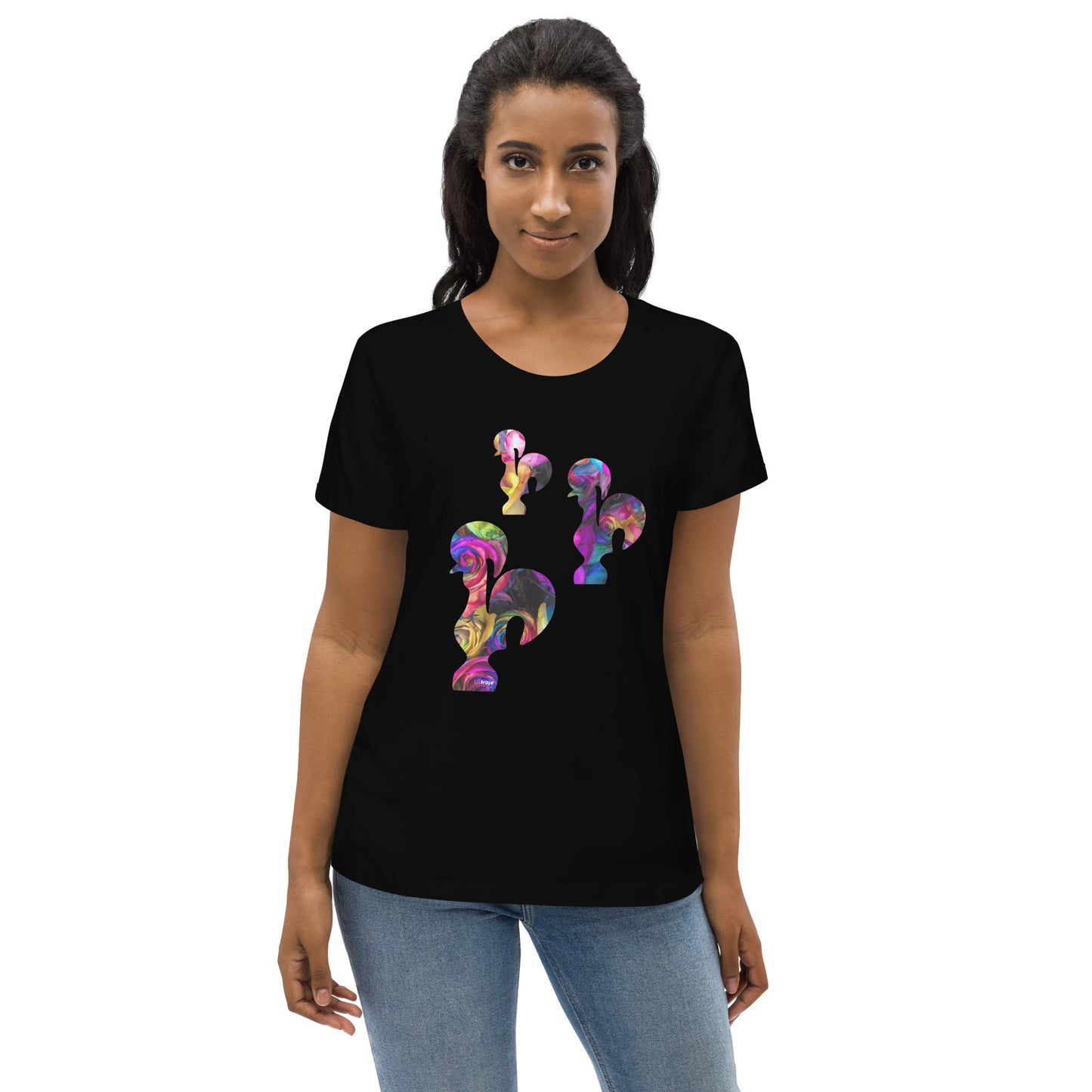 T-SHIRT FEMININA GALO DE BARCELOS - 3 GALITOS ROSAS