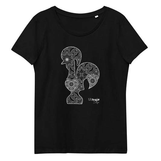 T-SHIRT FEMININA GALO DE BARCELOS - FILIGRANA BRANCA