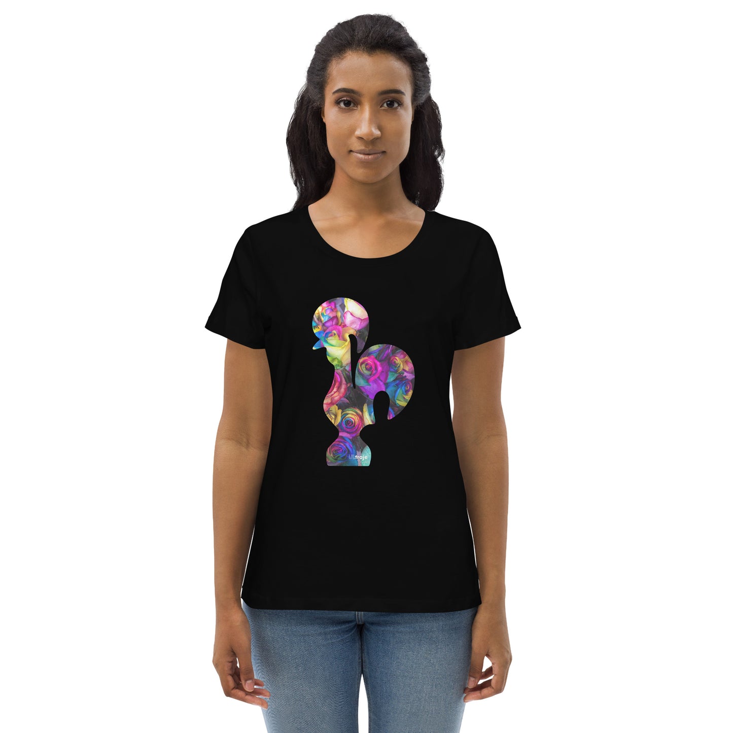 T-SHIRT FEMININA GALO DE BARCELOS - ROSAS TINGIDAS