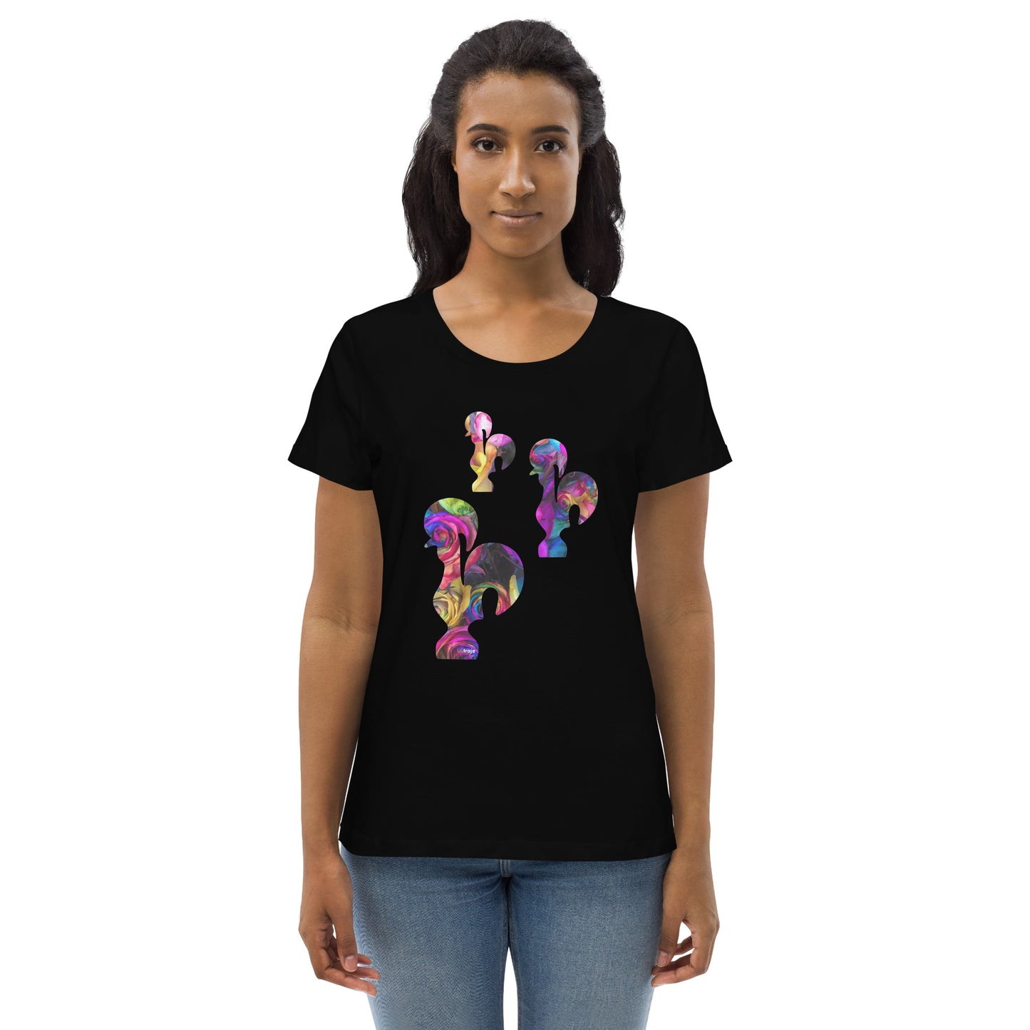 T-SHIRT FEMININA GALO DE BARCELOS - 3 GALITOS ROSAS