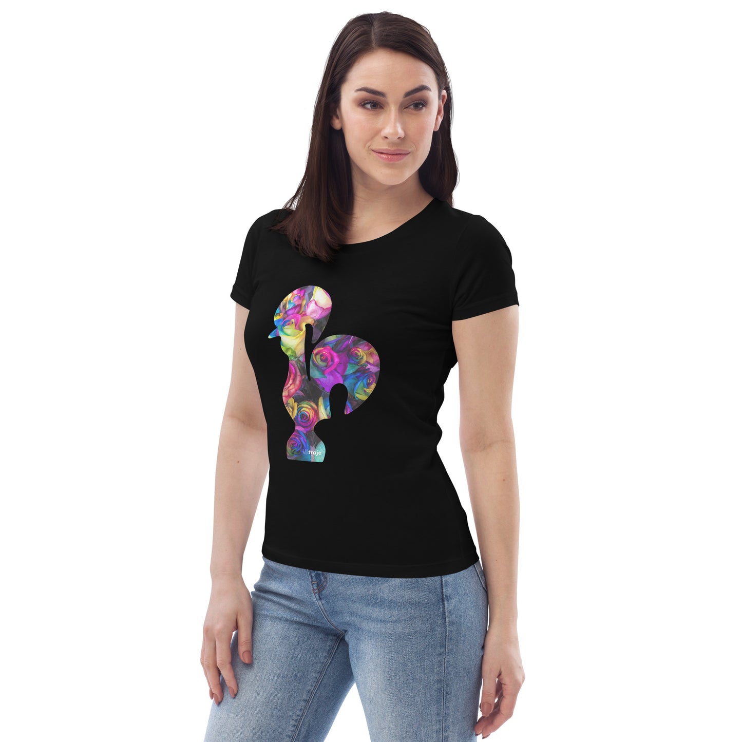 T-SHIRT FEMININA GALO DE BARCELOS - ROSAS TINGIDAS