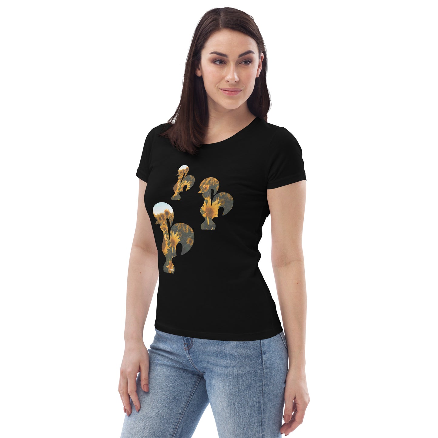 T-SHIRT FEMININA GALO DE BARCELOS - 3 GALITOS SUNFLOWERS