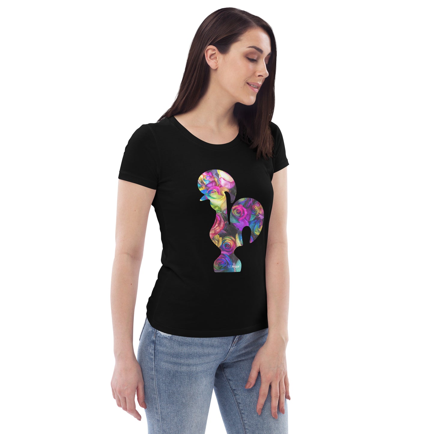 T-SHIRT FEMININA GALO DE BARCELOS - ROSAS TINGIDAS