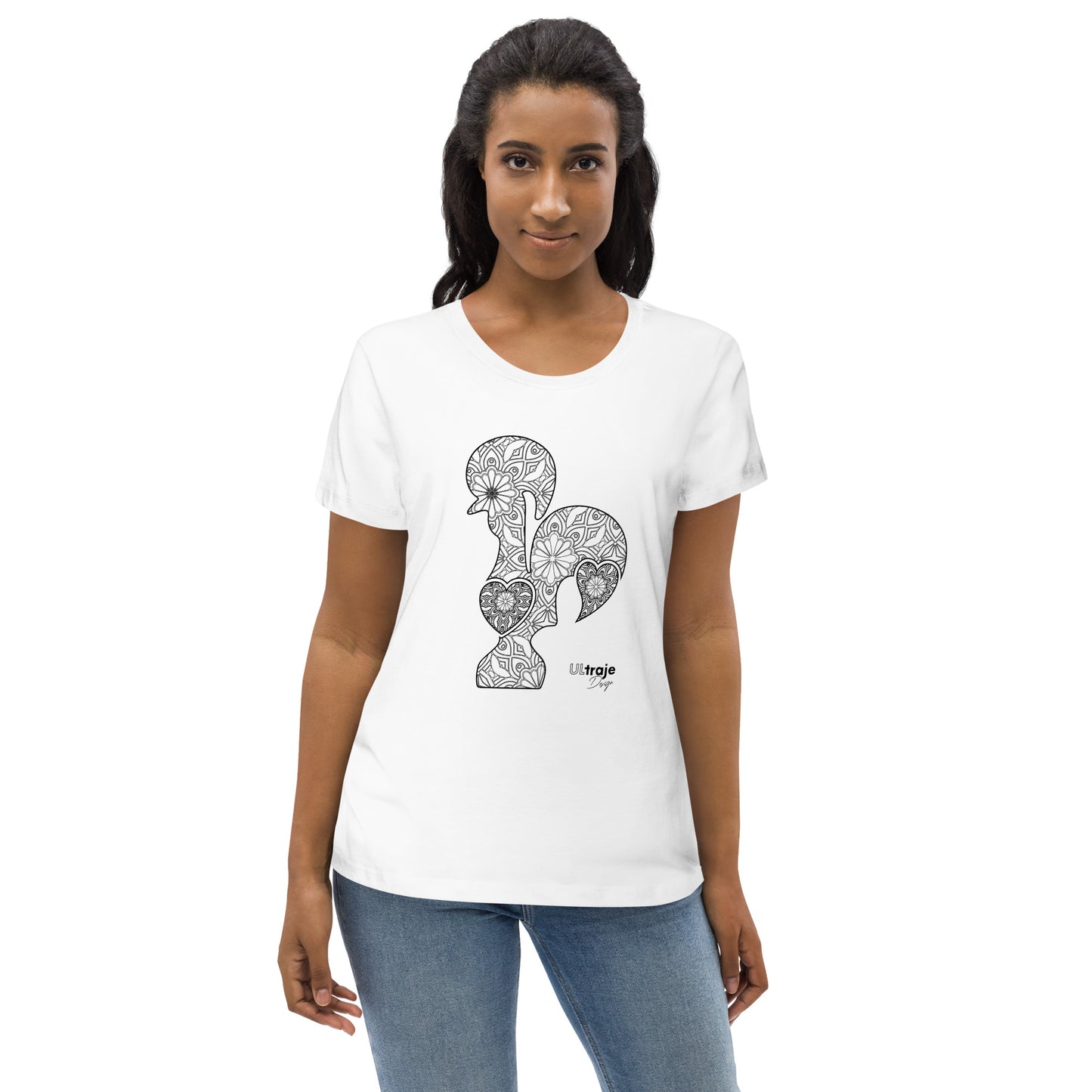 T-SHIRT FEMININA GALO DE BARCELOS - FILIGRANA PRETA