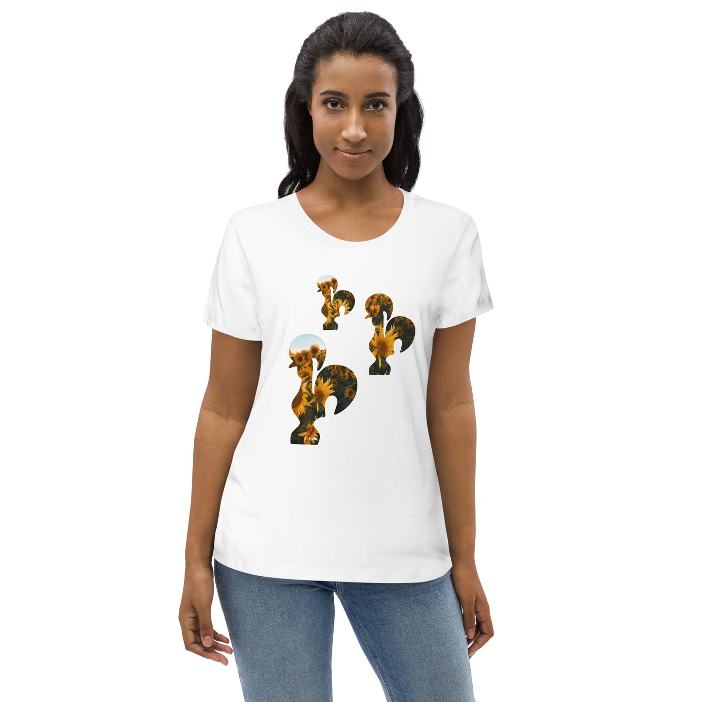 T-SHIRT FEMININA GALO DE BARCELOS - 3 GALITOS SUNFLOWERS