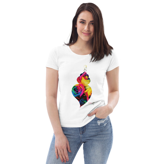 T-SHIRT FEMININA CORAÇÃO DE VIANA - ROSAS TINGIDAS