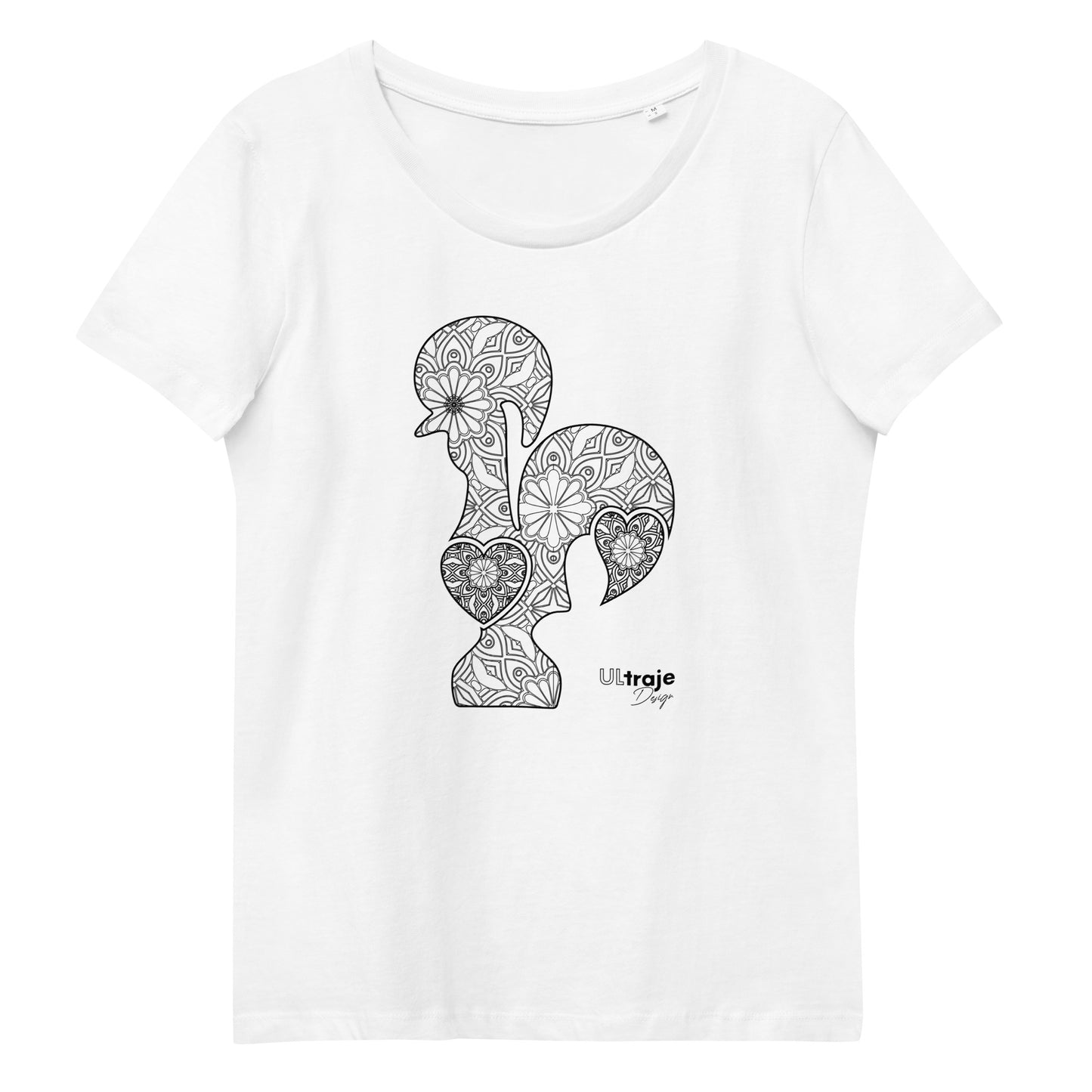 T-SHIRT FEMININA GALO DE BARCELOS - FILIGRANA PRETA