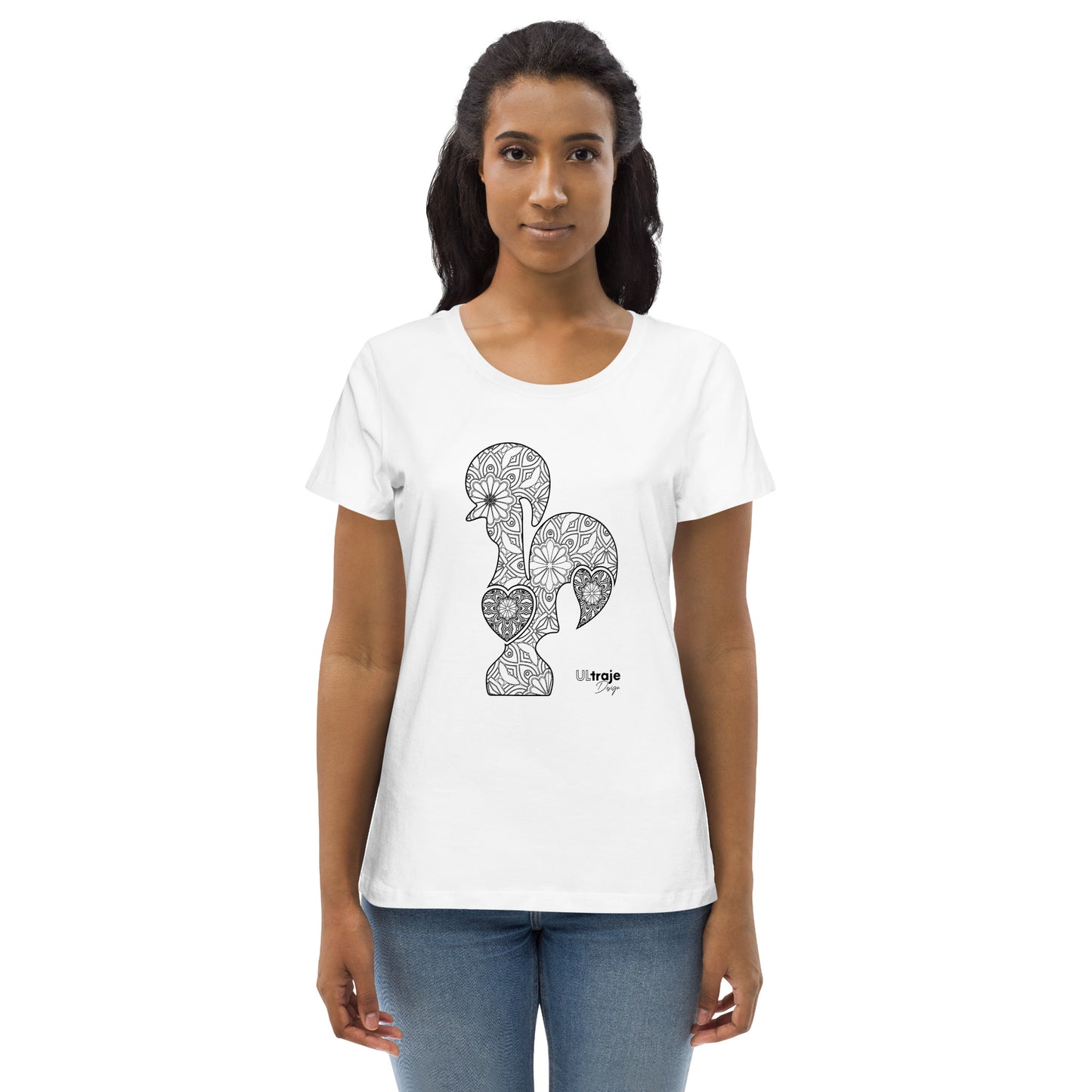 T-SHIRT FEMININA GALO DE BARCELOS - FILIGRANA PRETA