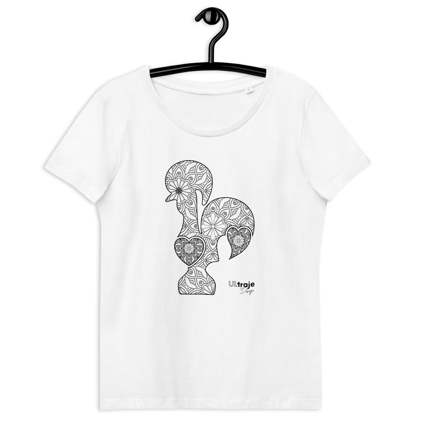 T-SHIRT FEMININA GALO DE BARCELOS - FILIGRANA PRETA