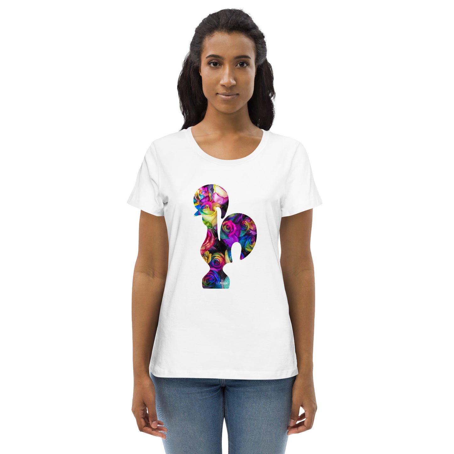 T-SHIRT FEMININA GALO DE BARCELOS - ROSAS TINGIDAS