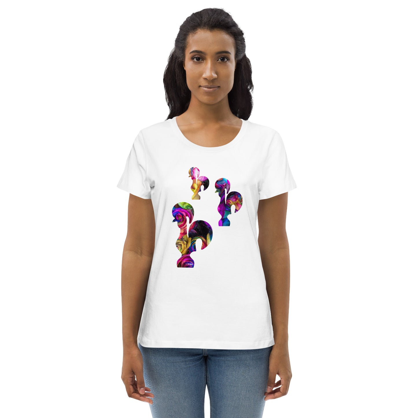 T-SHIRT FEMININA GALO DE BARCELOS - 3 GALITOS ROSAS