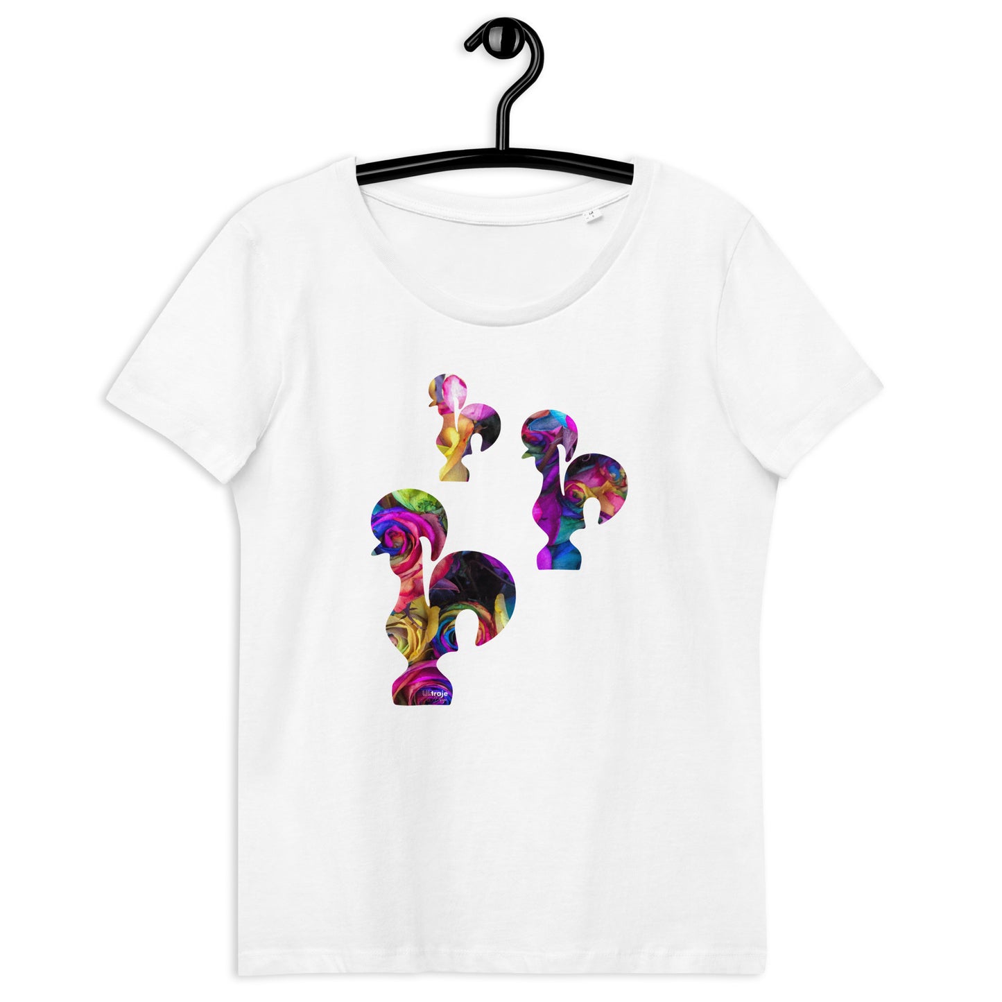 T-SHIRT FEMININA GALO DE BARCELOS - 3 GALITOS ROSAS