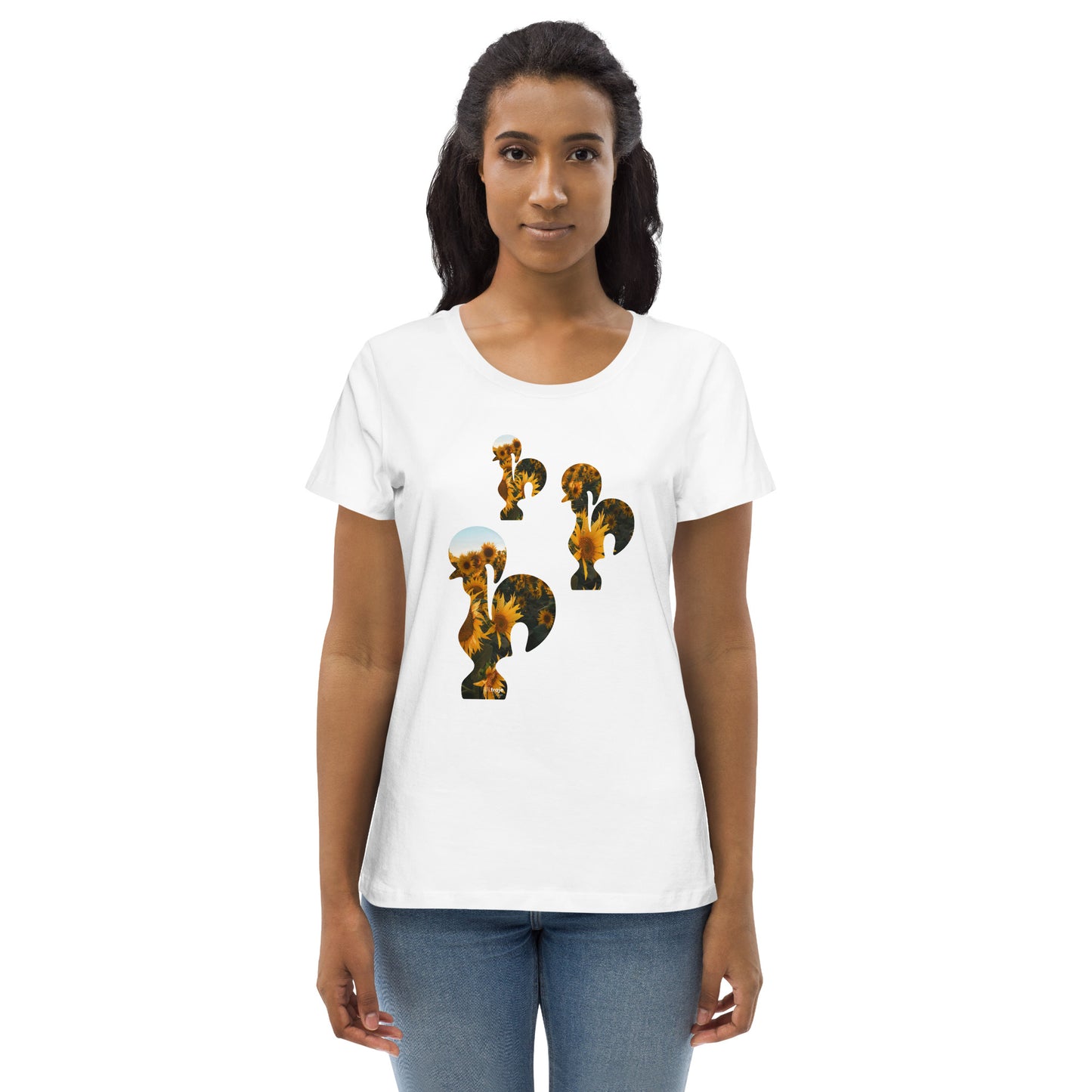 T-SHIRT FEMININA GALO DE BARCELOS - 3 GALITOS SUNFLOWERS