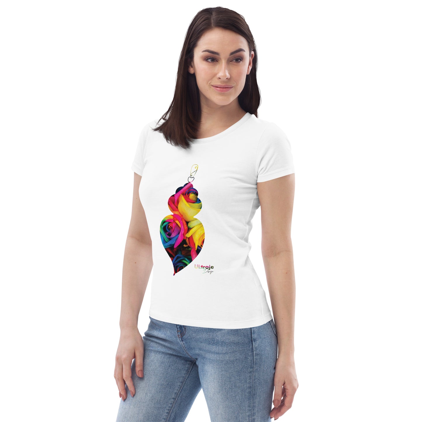 T-SHIRT FEMININA CORAÇÃO DE VIANA - ROSAS TINGIDAS