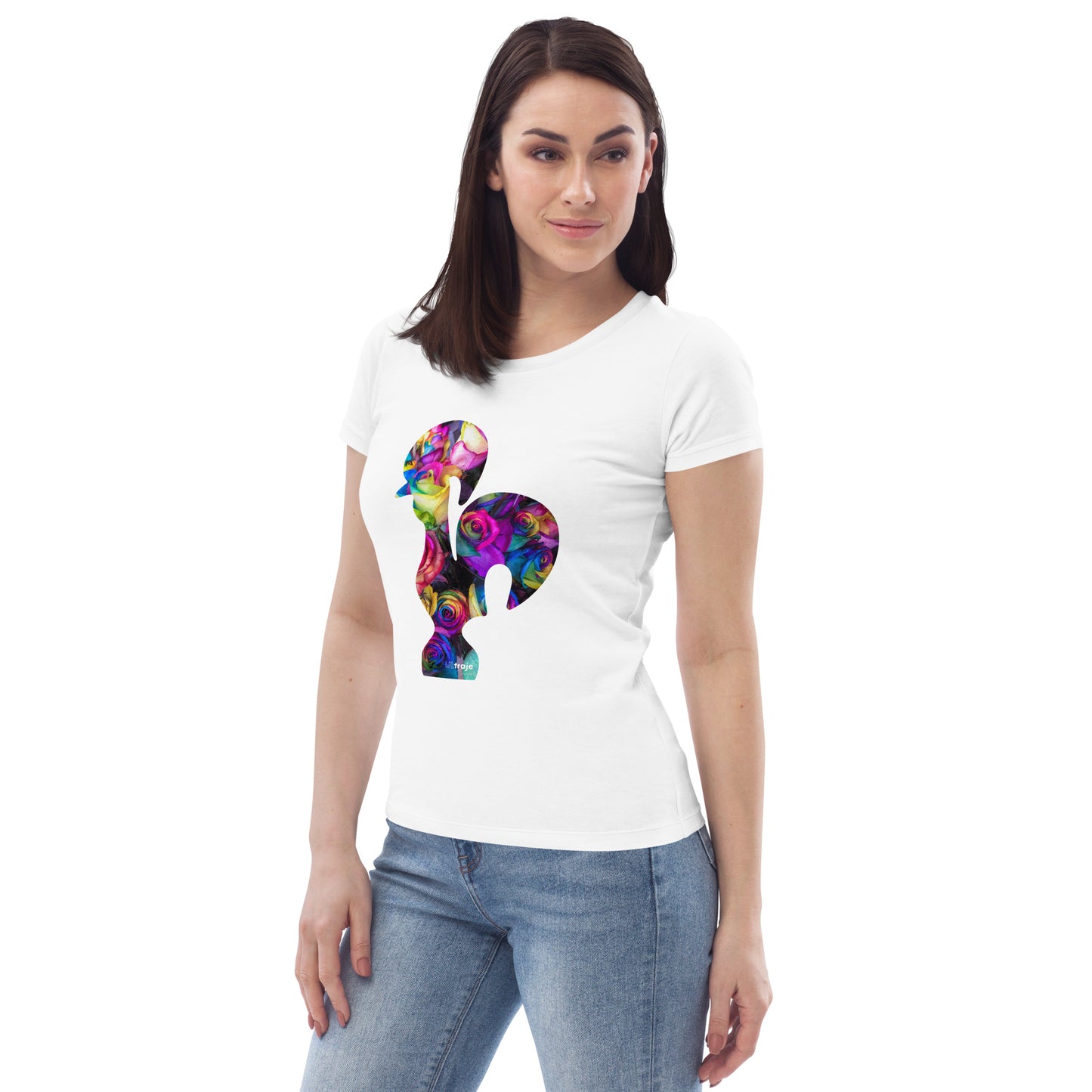 T-SHIRT FEMININA GALO DE BARCELOS - ROSAS TINGIDAS