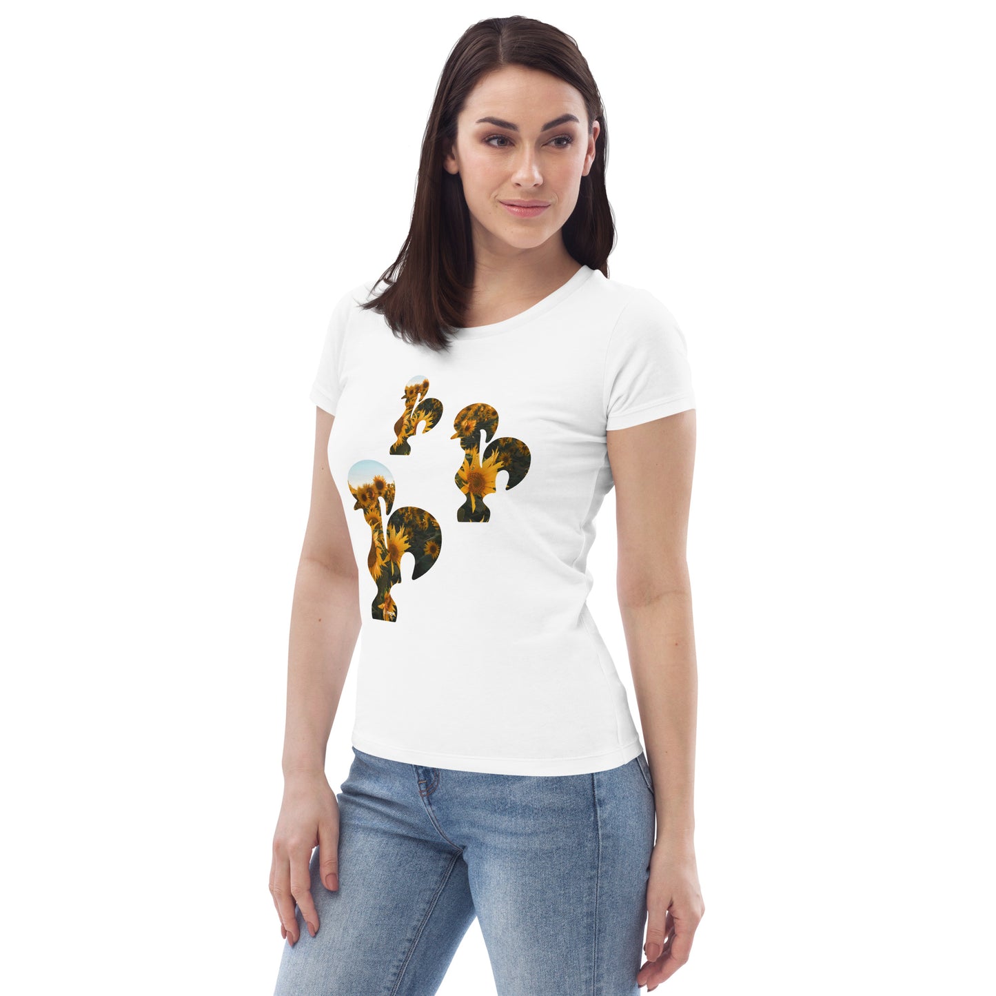 T-SHIRT FEMININA GALO DE BARCELOS - 3 GALITOS SUNFLOWERS