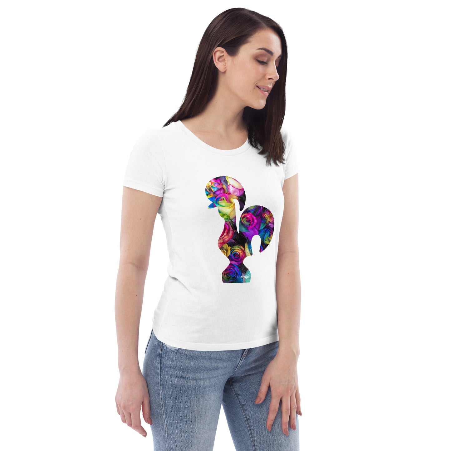 T-SHIRT FEMININA GALO DE BARCELOS - ROSAS TINGIDAS