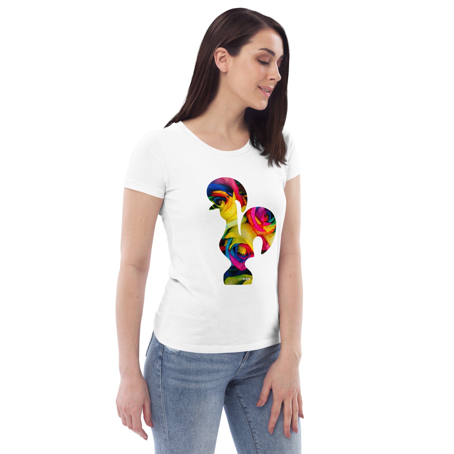 T-SHIRT FEMININA GALO DE BARCELOS - ROSAS